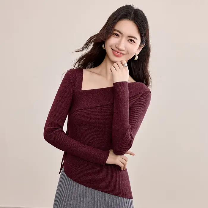 Pulls pour femmes SENTUBILA Automne 2026 – Hauts en maille ajustés avec cordon de serrage latéral et
