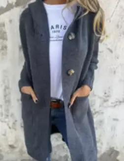 Cardigan femme 2026 nouvelle mode automne, pull cardigan tendance avec poches longues, boutons, capu