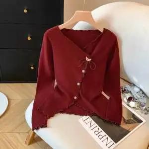 Pull à manches longues à Base d'oreille française, nouveau Design de pull, haut irrégulier, automne