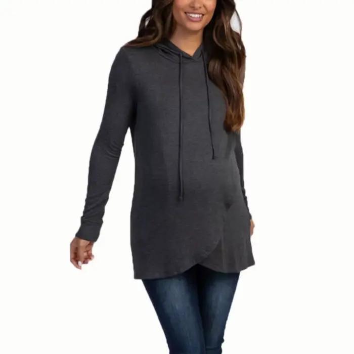 Pull à capuche à manches longues pour femme enceinte, haut d'allaitement, vêtements maman, 2022