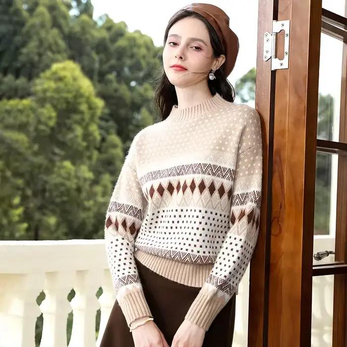 Pull en laine semi-col roulé pour femme, I Believe You, Pullover à manches longues, Automne, Hiver,