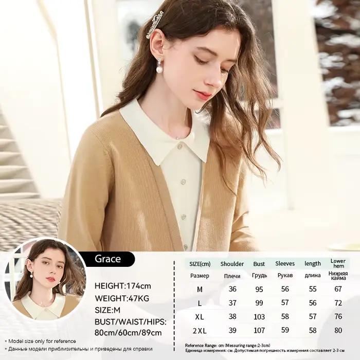Je vous crois en laine faux deux pièces revers tricoté pull pour les femmes automne hiver élégant pu