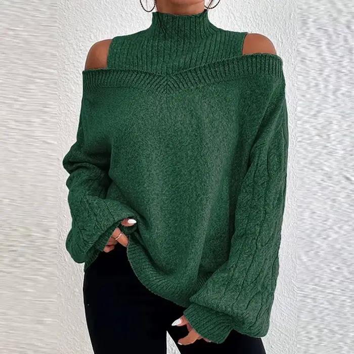 Pulls à col roulé à manches longues pour femmes, pull surdimensionné, pull décontracté, pull chaud é