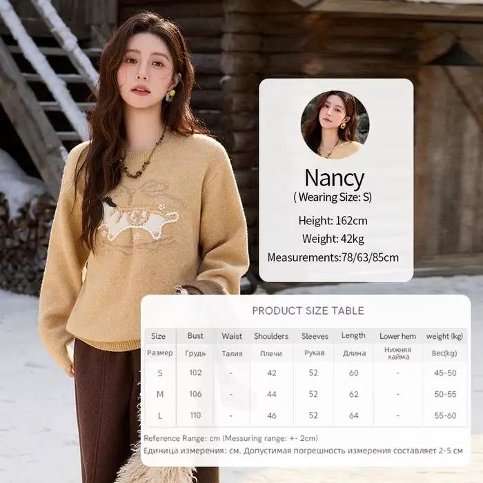 MISHOW pull Jacquard brodé à la main pour les femmes en automne hiver 2025 pull tricoté poney épais