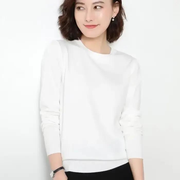 Pull Femme 2026 Col Rond Manches Longues Automne Hiver – Pulls Coréens Tendance, Chemises de Base, T