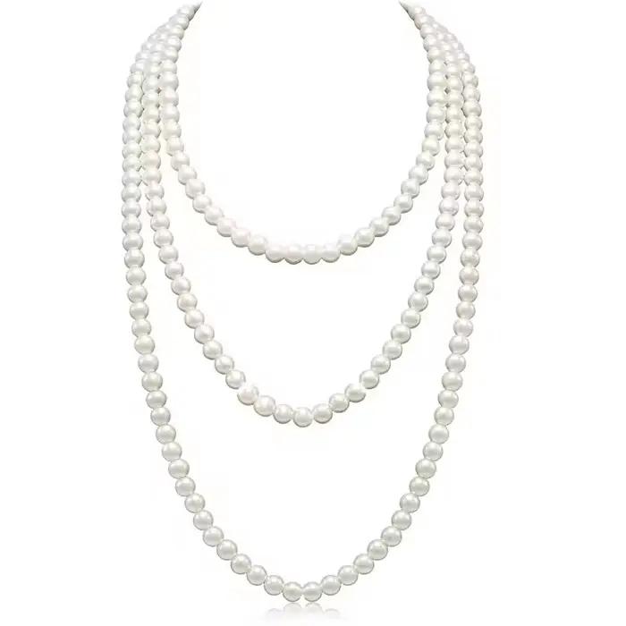Collier de perles pour femme, long pull, bijoux, accessoires de robe, cadeau pour fille, mère, nouve