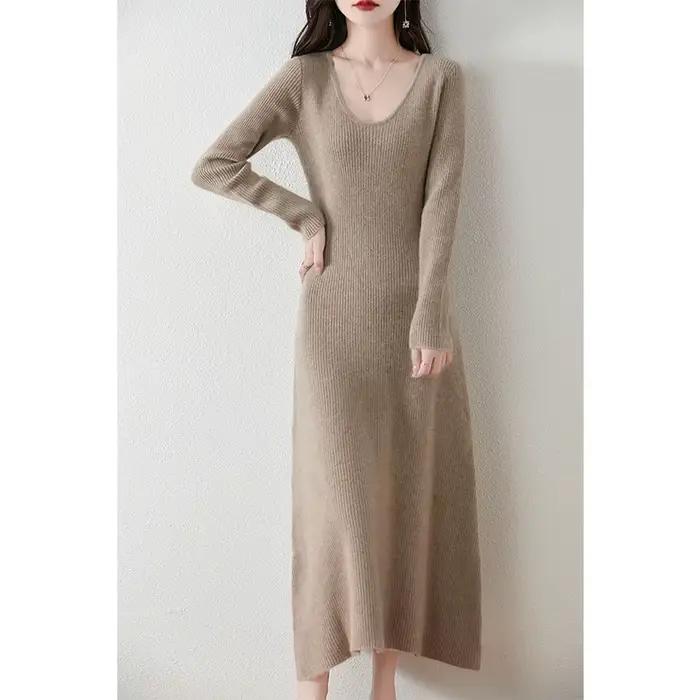 VU col coupe ajustée 100% laine mérinos femmes automne hiver nouveau Style à manches longues chaud c