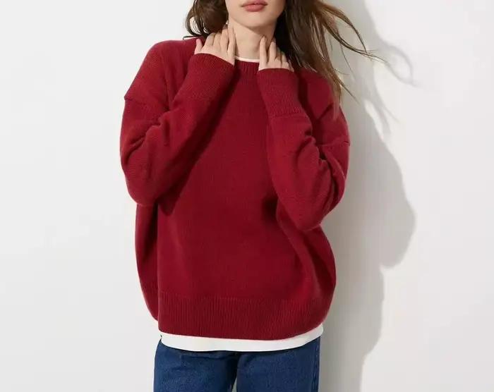 Pull à col rond pour femme, coupe ample, nouvelle collection automne et hiver