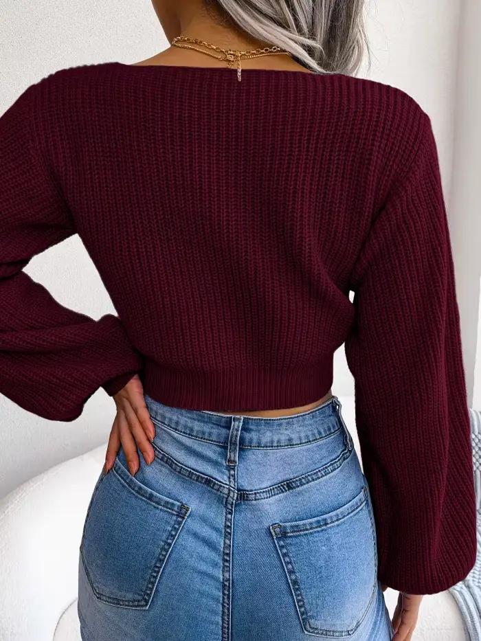 Y2K – pull dos nu avec nœud papillon pour femme