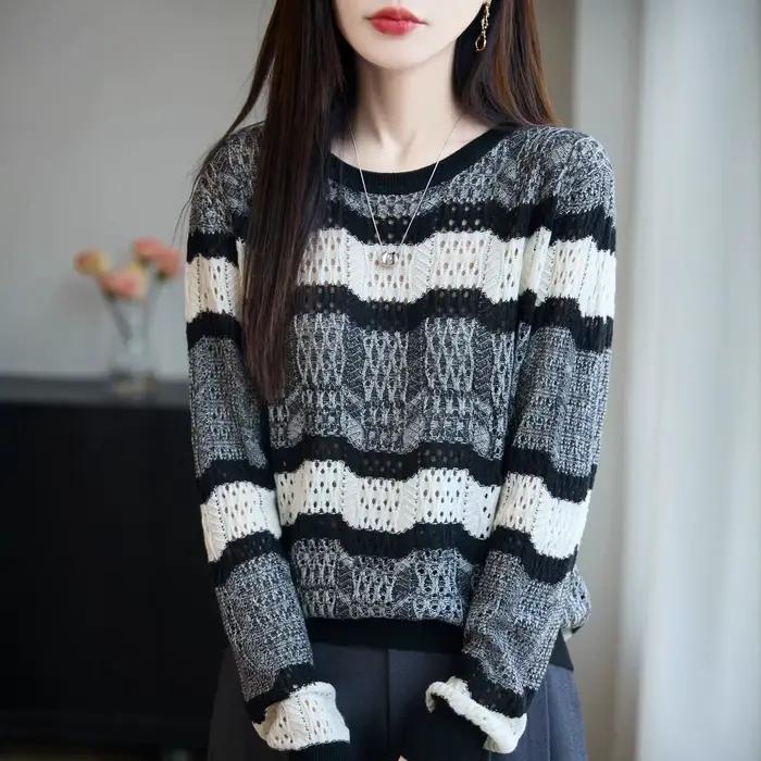 Cardigan en tricot ajouré élégant pour femme