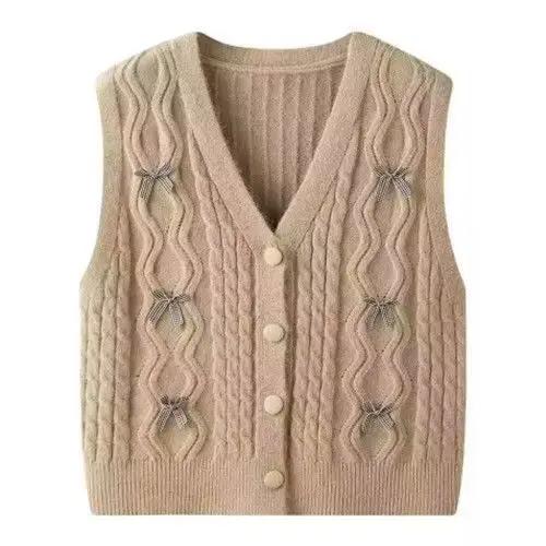 Nouveau tricot gilet manteau femmes printemps automne 2026 pull sans manches femme court Cardigan haut de gamme dames