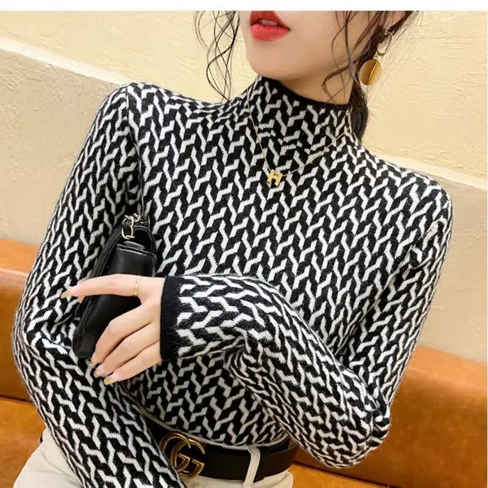 Pull en velours à manches longues pour femmes