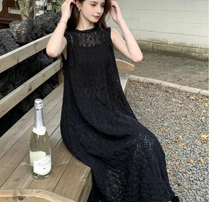 2026 Cardigan long sans manches en crochet style bohème pour femme