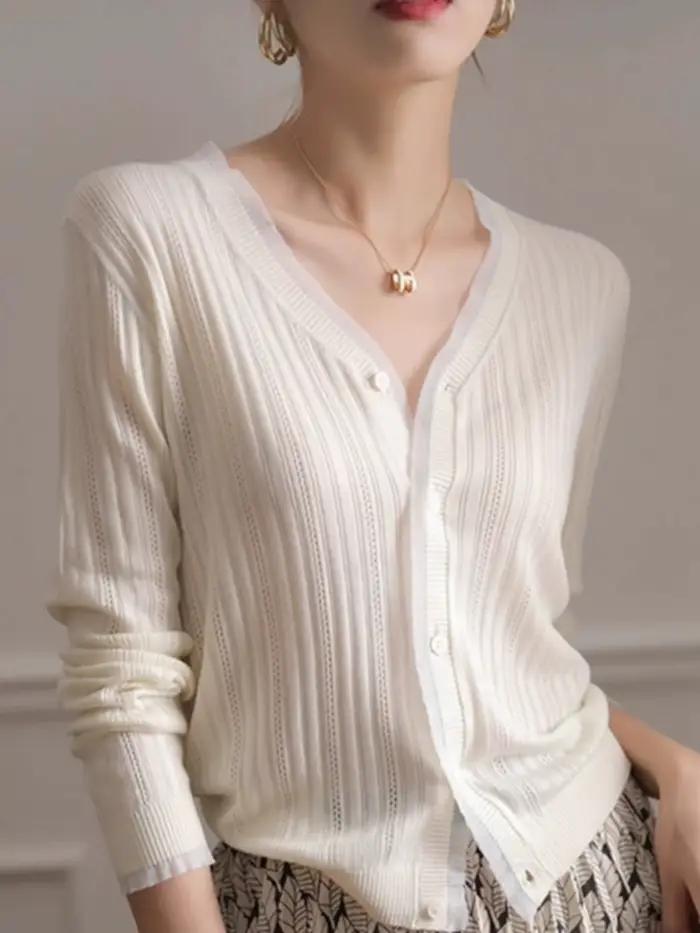 Cardigan Emperoe Goat en cachemire à col en V en dentelle pour femme, élégant et confortable, printemps et automne, occasion spéciale, bureau, cadeau surprise