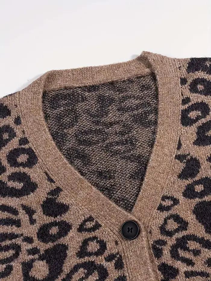 Pull cardigan boutonné à manches longues et col en v pour femme