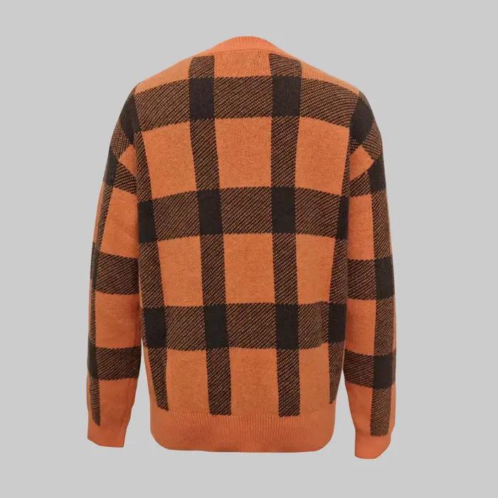 Modigirl femme contraste couleur chaud pull 2025 automne hiver manches longues Plaid col montant loisirs mode Vintage femmes hauts