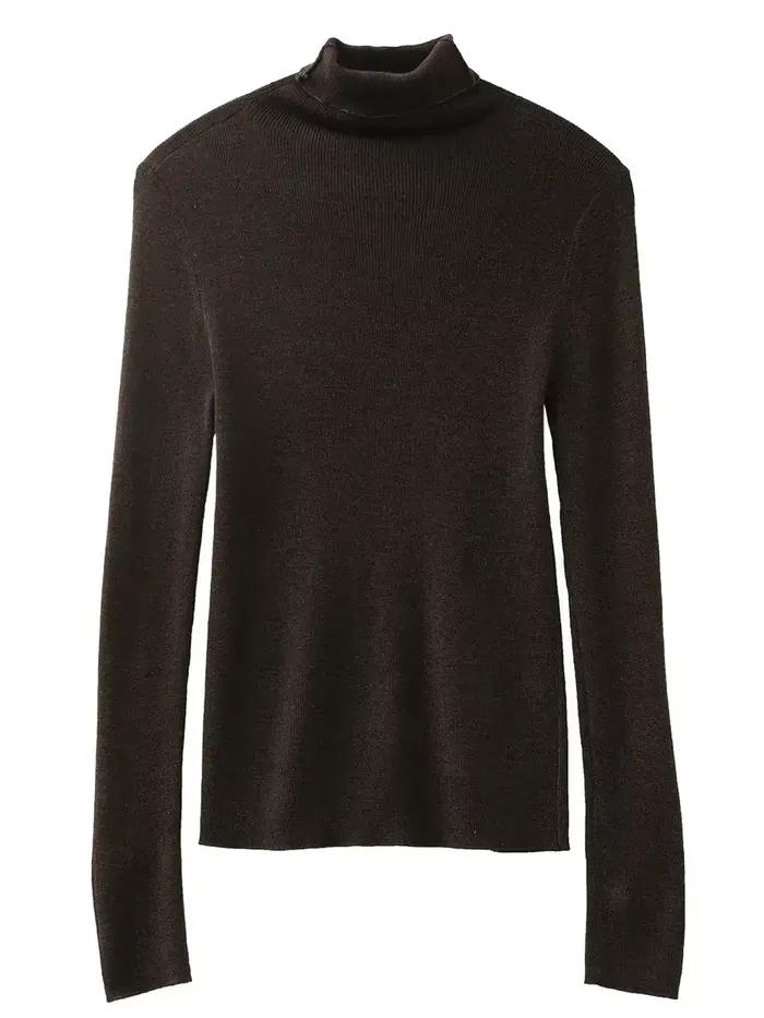 CHIC VEN-Pull à Col Roulé à Manches sulfpour Femme, Slim, Couleur Unie, Astronomique, Automne Hiver 2024