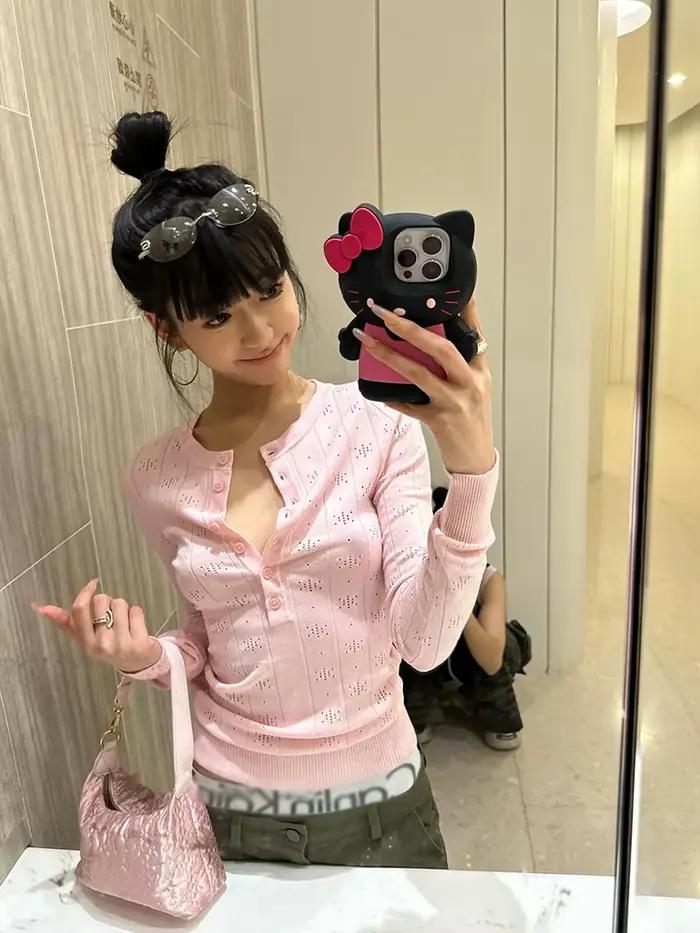 Tonngirls Style coréen pull femmes évider rose tricot pulls Y2k Fairycore Vintage hauts e-girls Streetwear chandails 2000s