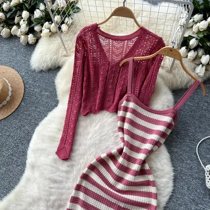 Cardigan tricoté ajouré pour femmes