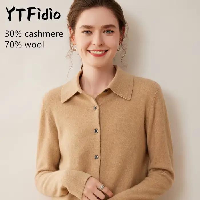 Cardigan en cachemire et laine mérinos décontracté pour femmes, avec boutons, pour toutes les saisons et occasions spéciales
