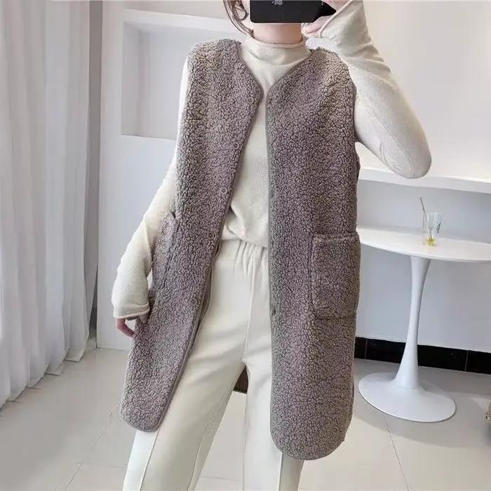Gilet en fausse fourrure d'agneau pour femme