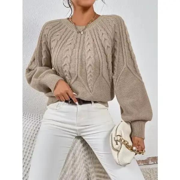 Pull tricoté torsadé Vintage à col rond pour femme