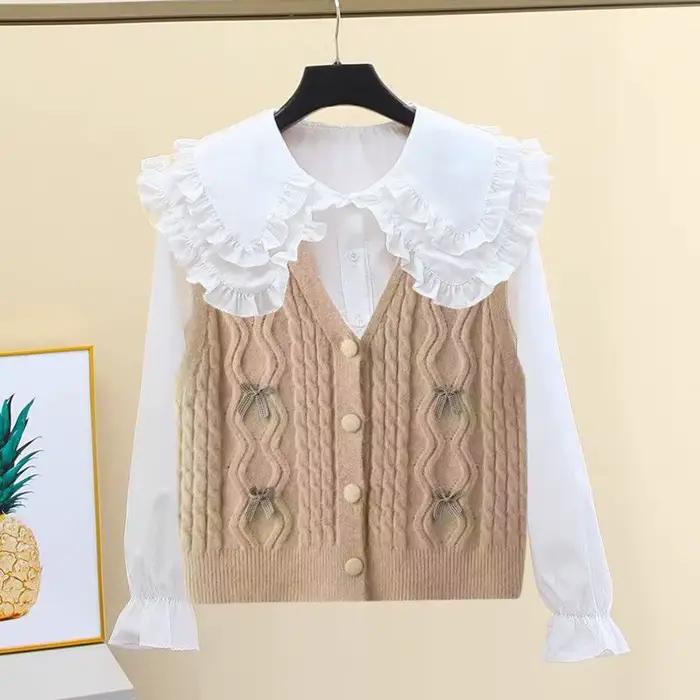 Nouveau tricot gilet manteau femmes printemps automne 2026 pull sans manches femme court Cardigan haut de gamme dames
