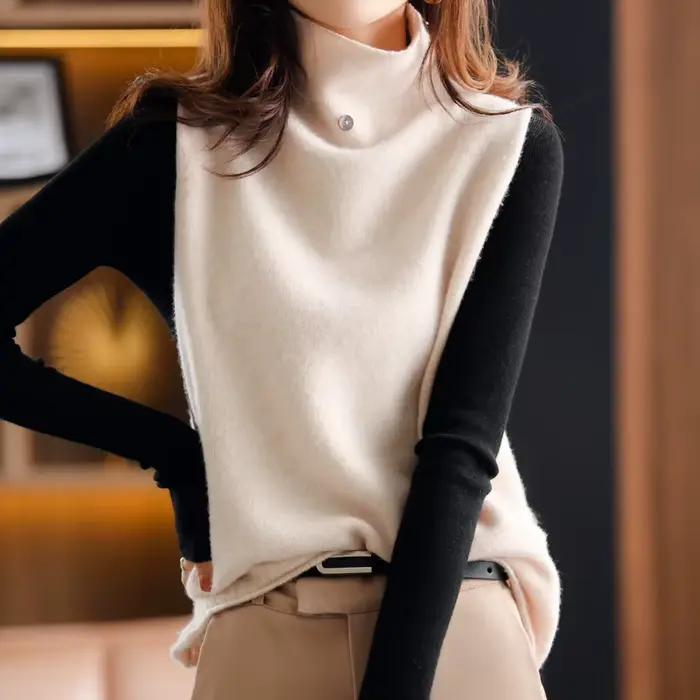 Pull en cachemire à col haut pour femme