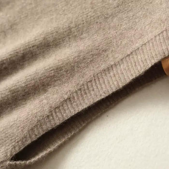 Nouveau pull gilet 100% laine mérinos pour femmes col rond couleur unie tricoté