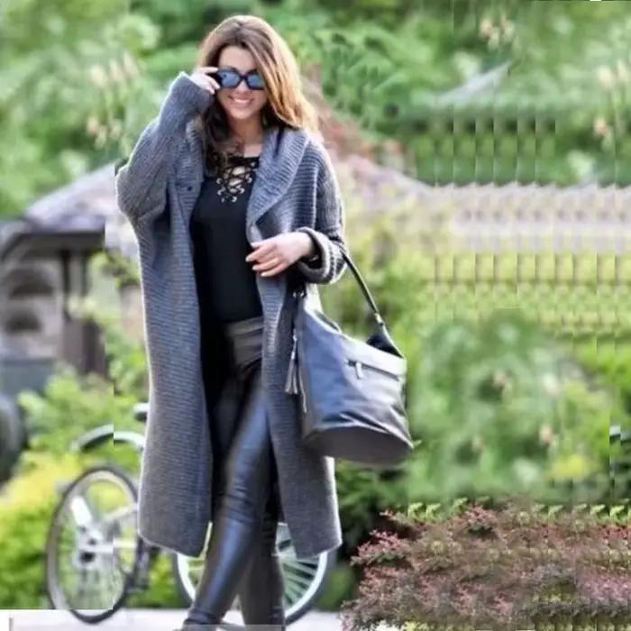 Cardigan en polyester ample pour femme avec col à capuche pour l'automne et l'hiver occassions spéciales et tenues décontractées