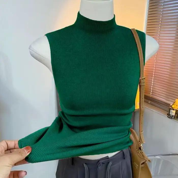 Pull-Over Simple à Col Mi-Haut pour Femme