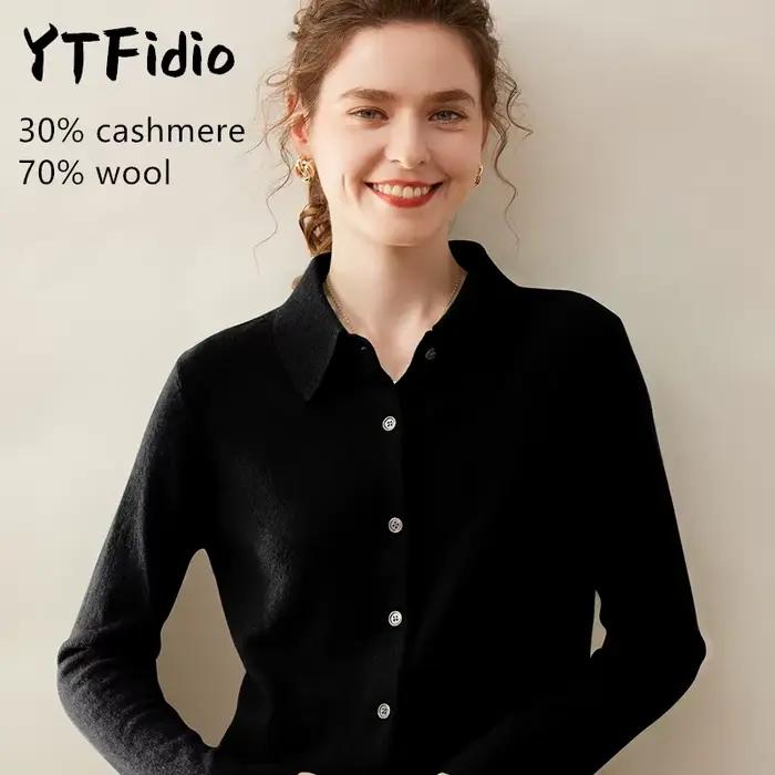 Cardigan en cachemire et laine mérinos décontracté pour femmes, avec boutons, pour toutes les saisons et occasions spéciales