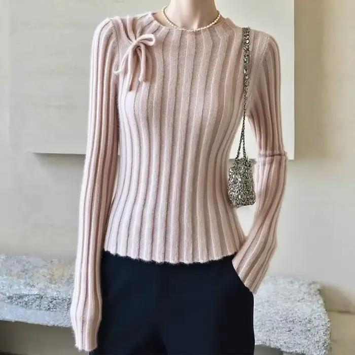 Pull rose ample à manches longues pour femmes automne hiver confortable élégant à offrir occassions spéciales