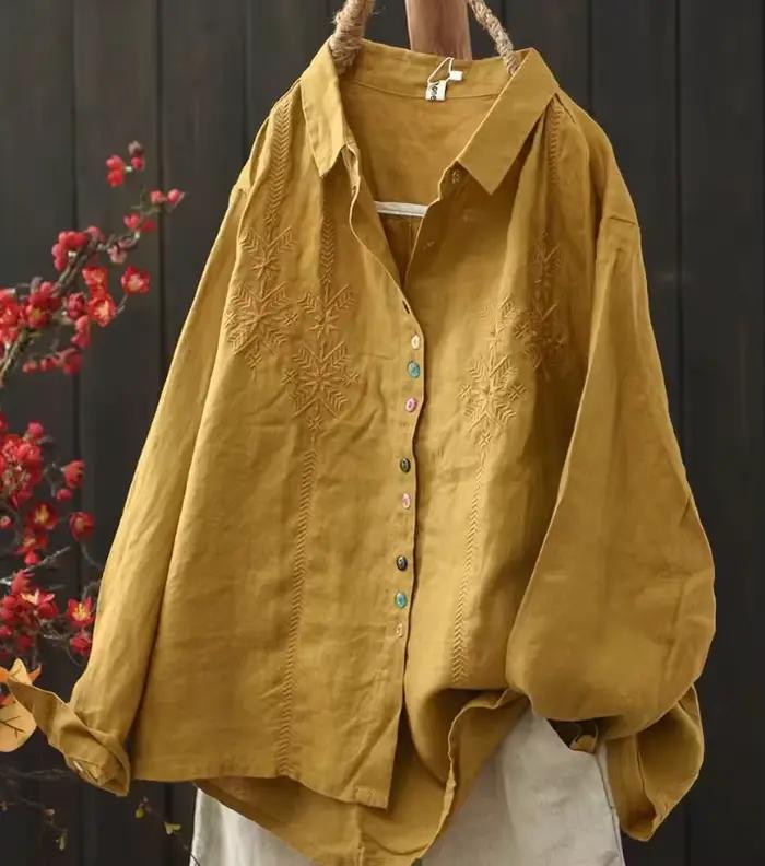 Chemise Mori Girl pour femme en lin 2026 Cardigan Printemps Été Fin Manches longues Blouse tendance