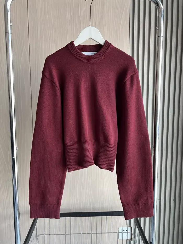Pull tricoté à manches amples et col rond pour femme