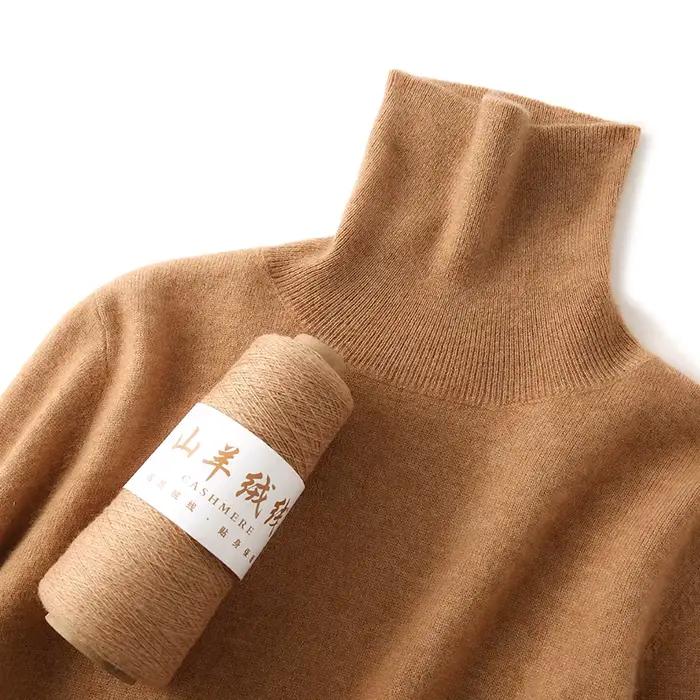 Pull en 100% Cachemire Col Roulé Femme Bureau Occasions Spéciales Blanc Bleu Ciel Beige