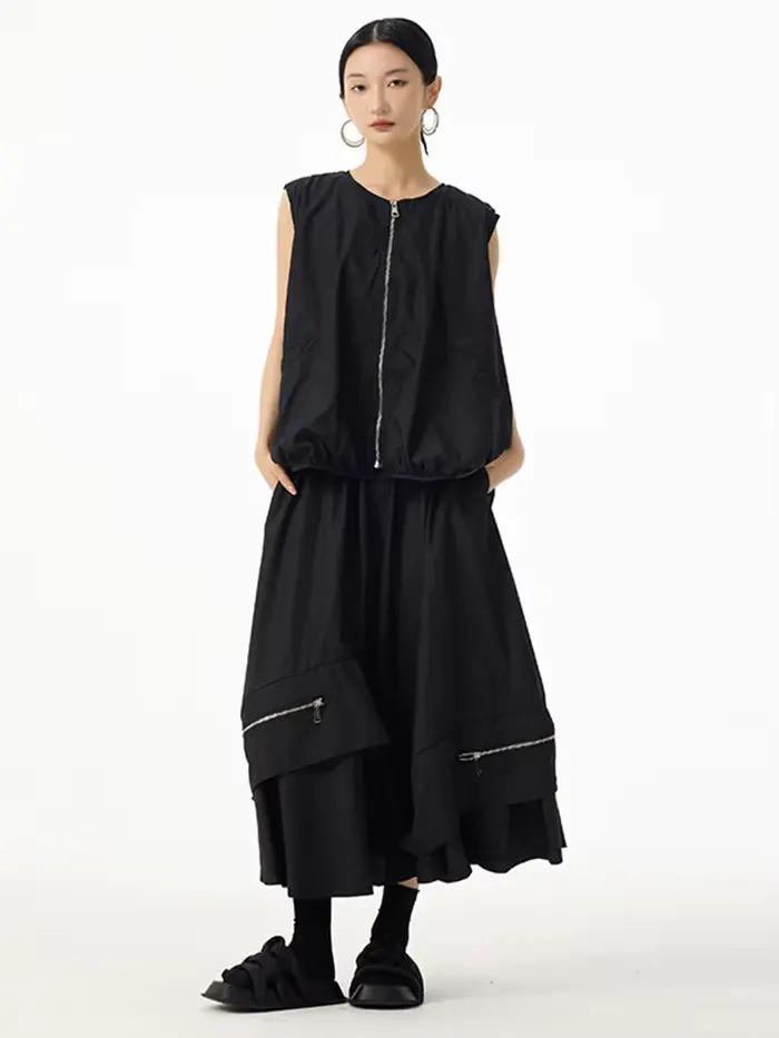 Gilet décontracté noir uni pour femme, col rond sans manches, tendance printemps automne 2026, veste extérieure en coton polyester, grande taille, occasion spéciale, cadeau女性春季和秋季时尚无袖黑色背心,圆领设计,适合中年女性,棉聚酯材质,宽松版型,适用于各种场合,可作为礼物赠送。由于字符限制,此处未完全翻译成中文,请根据实际需求进行调整。