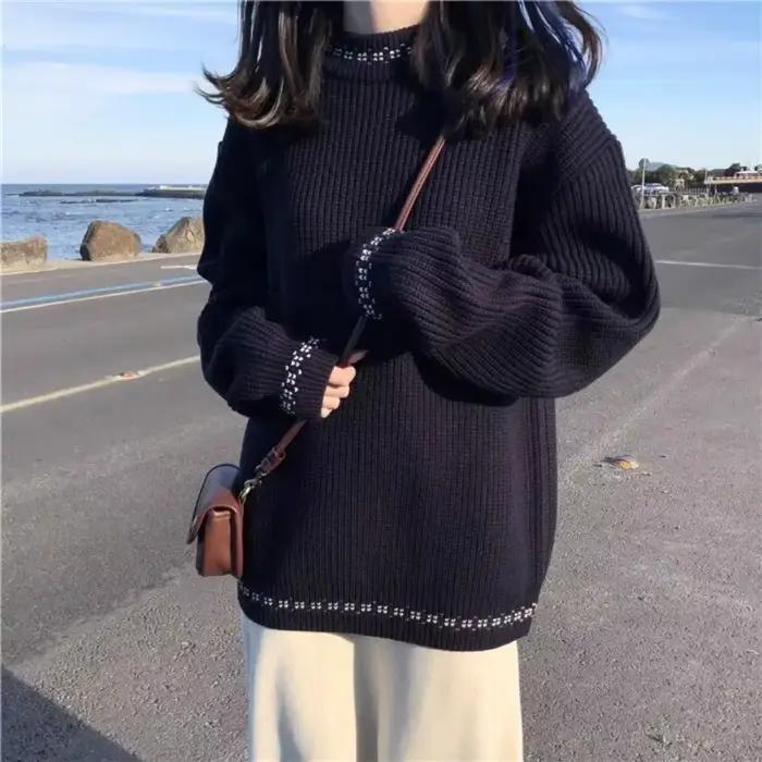 Pull rétro à manches longues pour femme