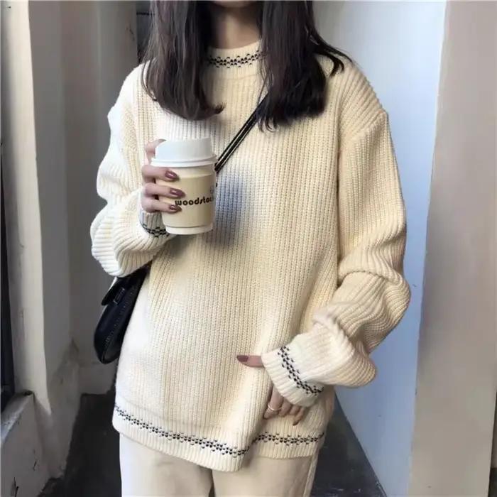 Pull rétro à manches longues pour femme