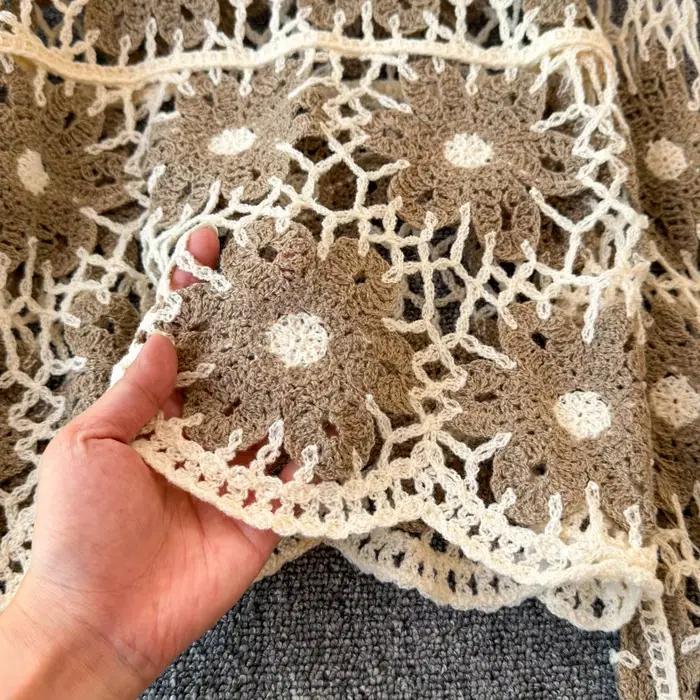 Daisy Crochet Tricot Pull À Manches Longues Sheer Open-knit Crop Top