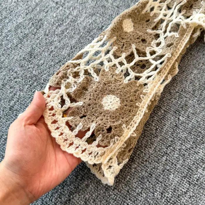 Daisy Crochet Tricot Pull À Manches Longues Sheer Open-knit Crop Top