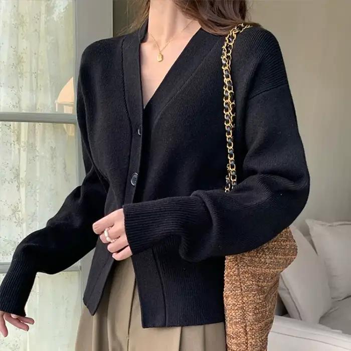 Cardigan décontracté tricoté AOSSVIAO élégant pour femme automne hiver 2026 coupe ajustée unique et de niche style bureau femme