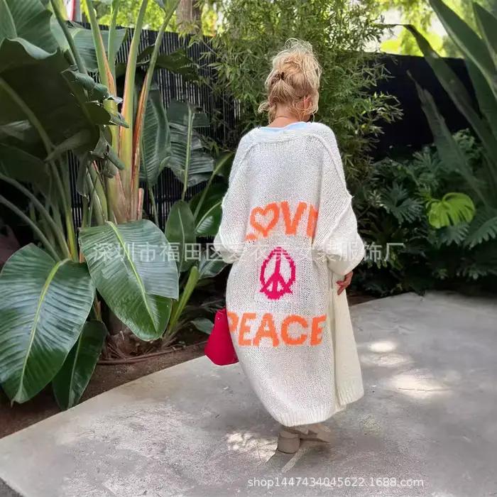 Cardigan long en tricot à manches longues pour femmes