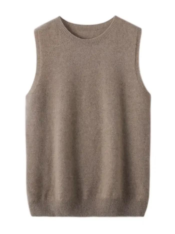 Pull sans manches à col rond pour femme