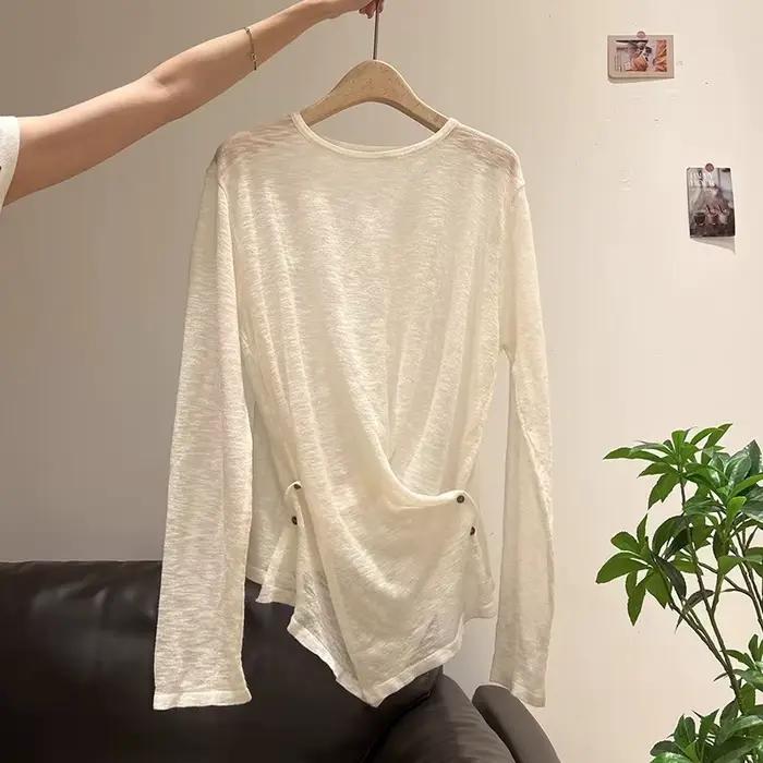 Pull à manches longues pour femmes protection solaire design décontracté coupe cintrée automne hiver polyester blanc beige jaune XL XXL