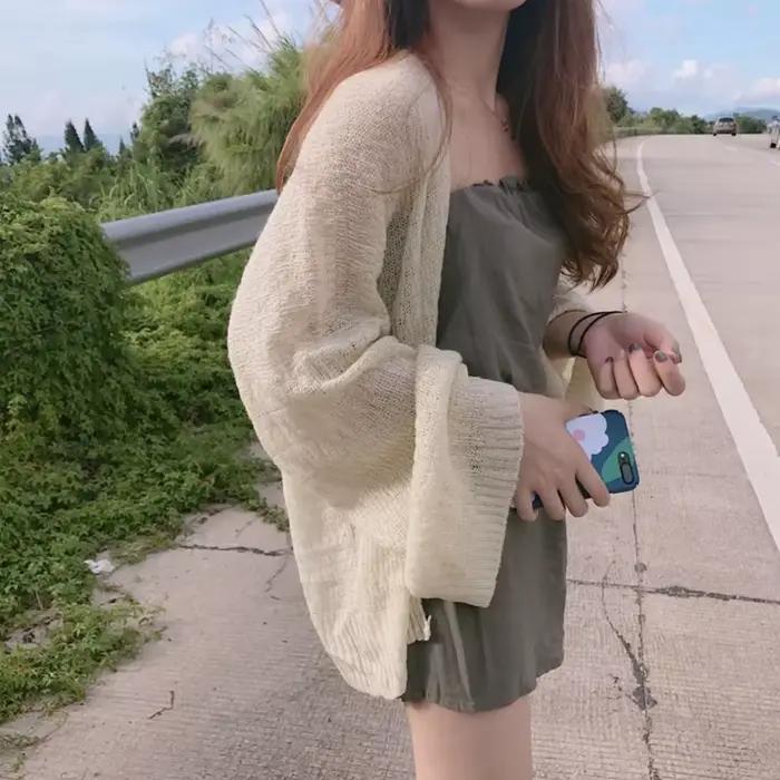 Cardigan en tricot au Crochet transparent pour femmes