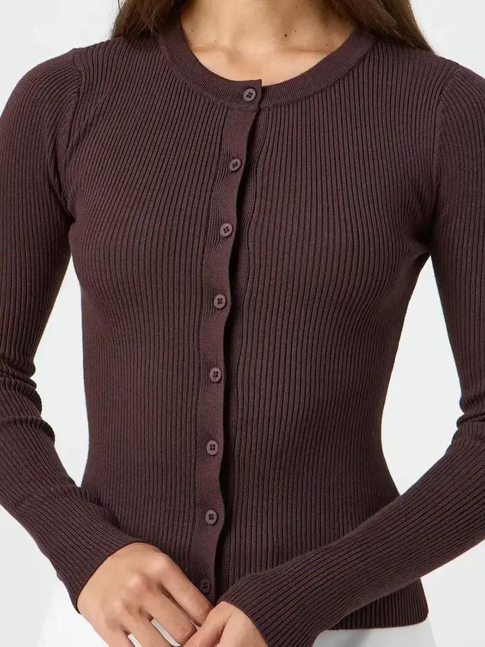 Cardigan à manches longues et col rond pour femmes