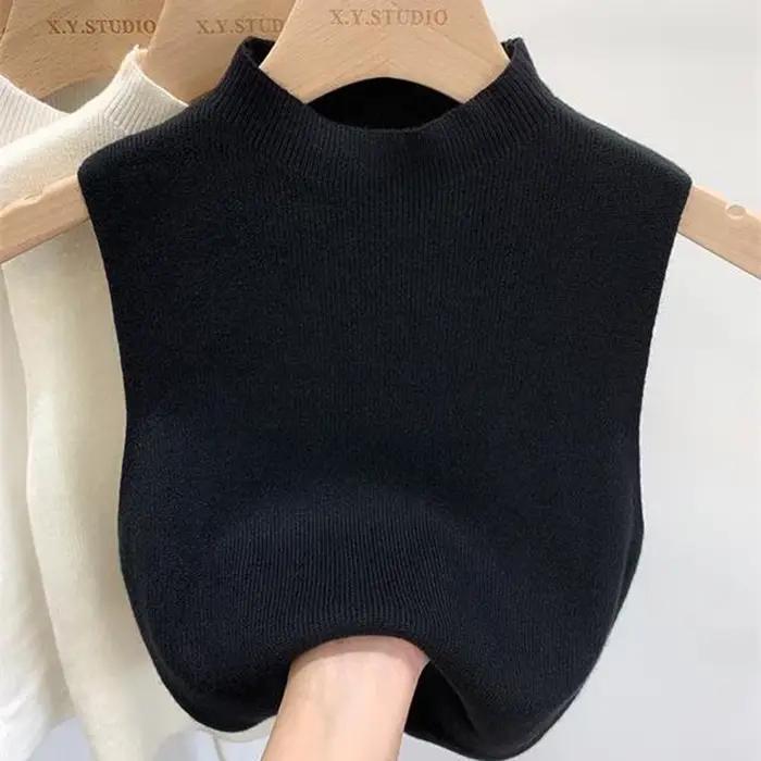 Débardeur femme uni sans manches tricoté polyester pour printemps été occassions tous les jours élégant et confortable