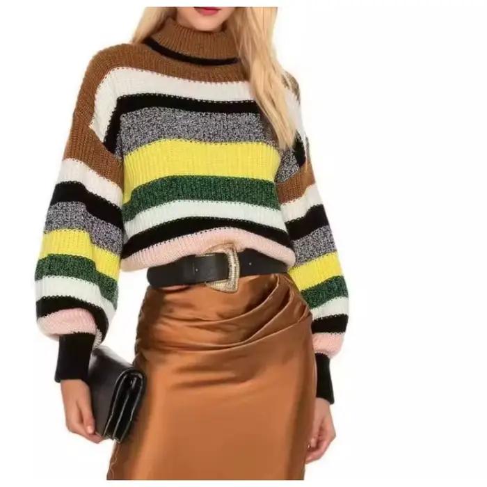 Pull tricoté à col roulé pour femme