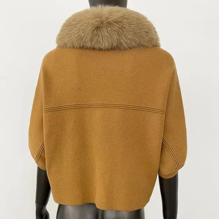 Cardigan court pour femmes d'âge moyen fausse fourrure tricoté solide bureau dame élégant pour Noël et autres occasions spéciales